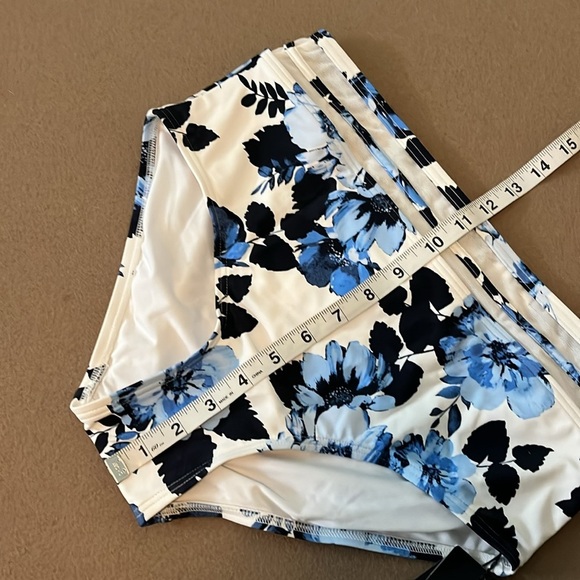 TOMMY HILFIGER Floral Mesh High-Rise Bikini Bottom Blue/White XS NWT - Picture 10 of 11